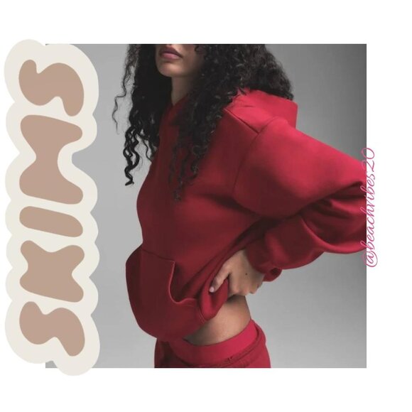 SKIMS Cotton Fleece Classic Hoodie Brick Large NWT - Picture 3 of 5